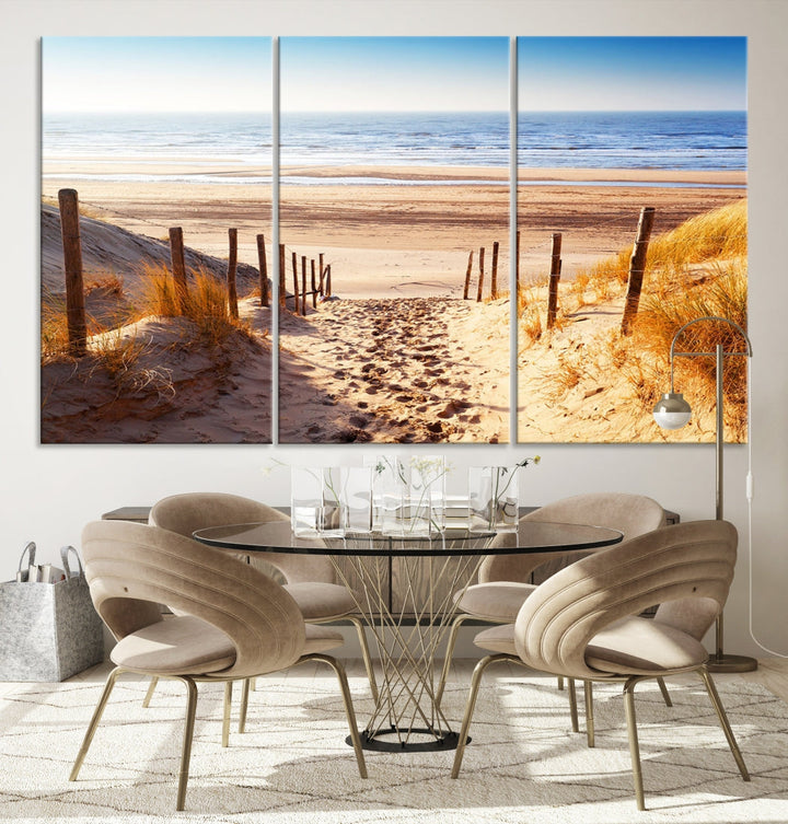 Sandy Beach Large Nature Ocean Landscape Canvas Art Print for Wall Decor