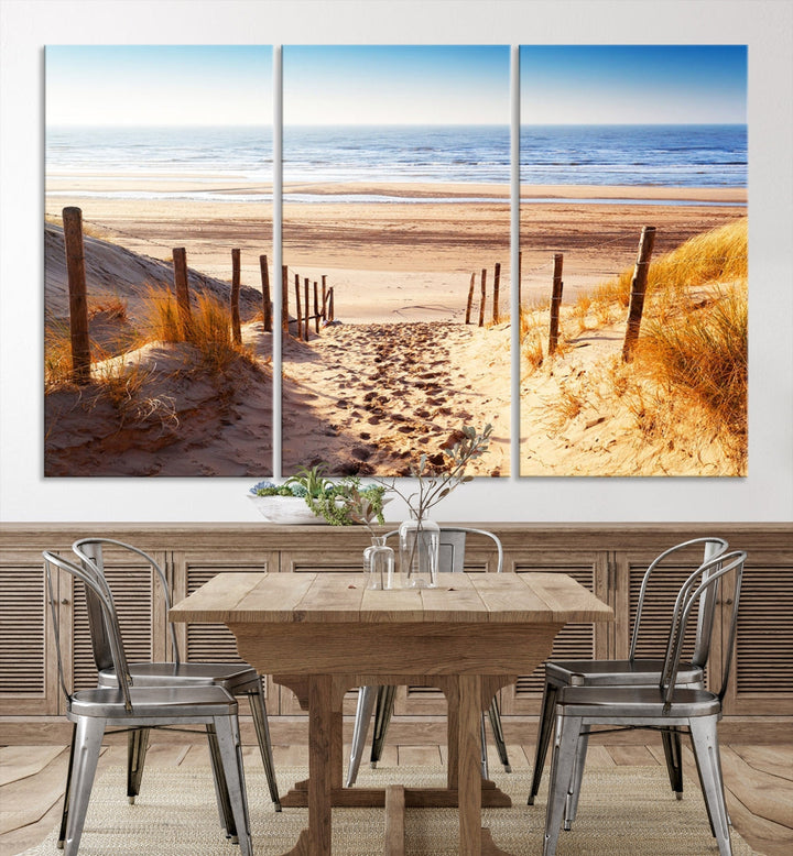 Sandy Beach Large Nature Ocean Landscape Canvas Art Print for Wall Decor