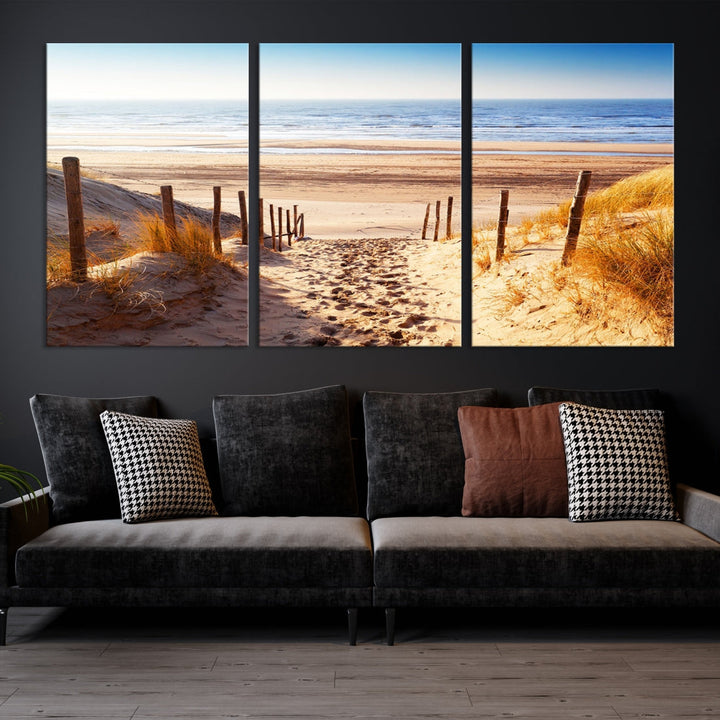 Sandy Beach Large Nature Ocean Landscape Canvas Art Print for Wall Decor