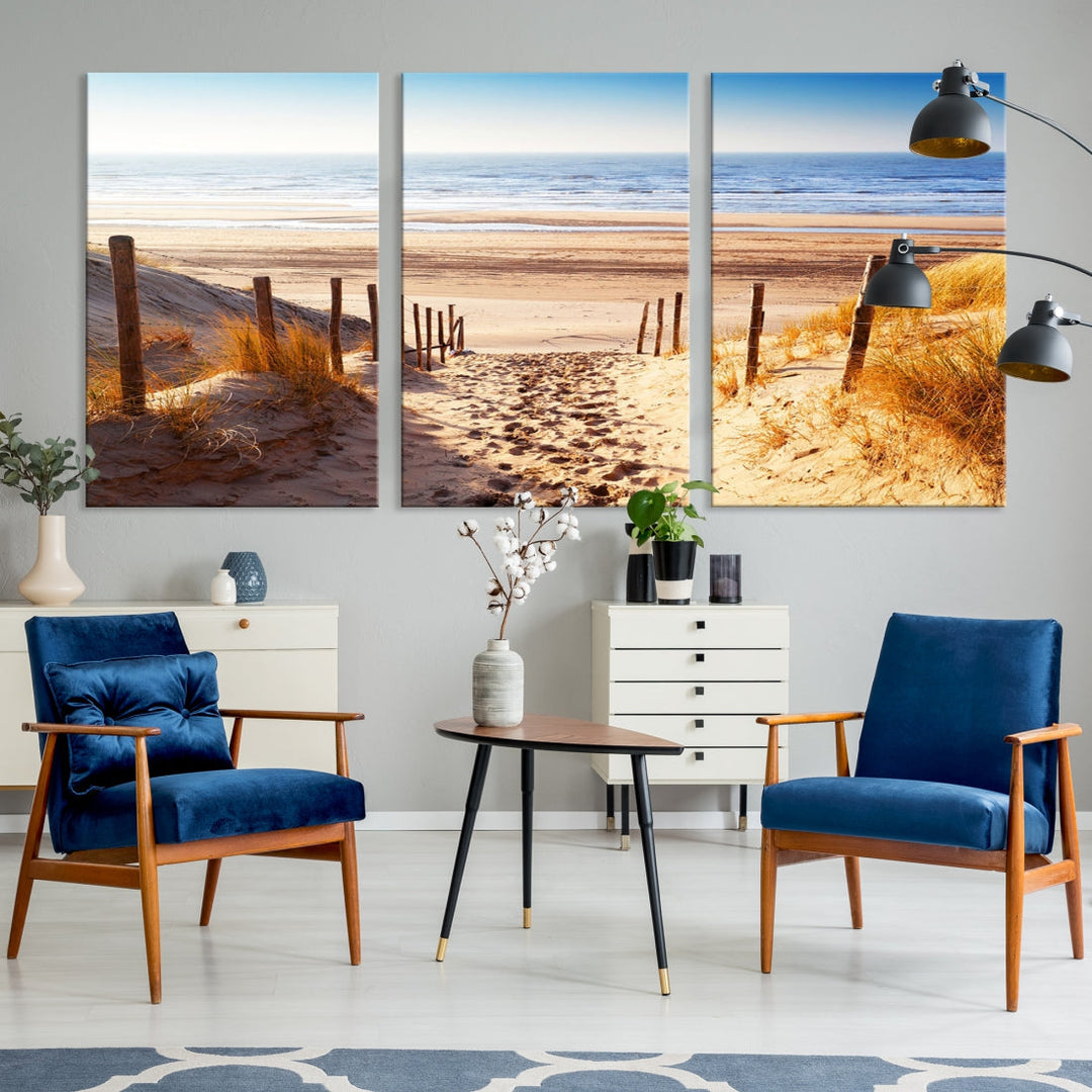 Sandy Beach Large Nature Ocean Landscape Canvas Art Print for Wall Decor