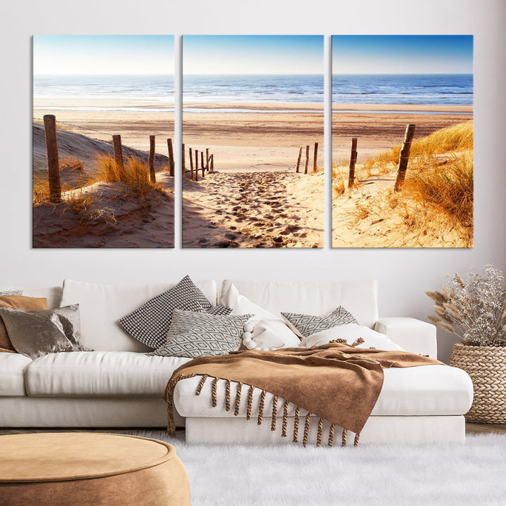 Sandy Beach Large Nature Ocean Landscape Canvas Art Print for Wall Decor