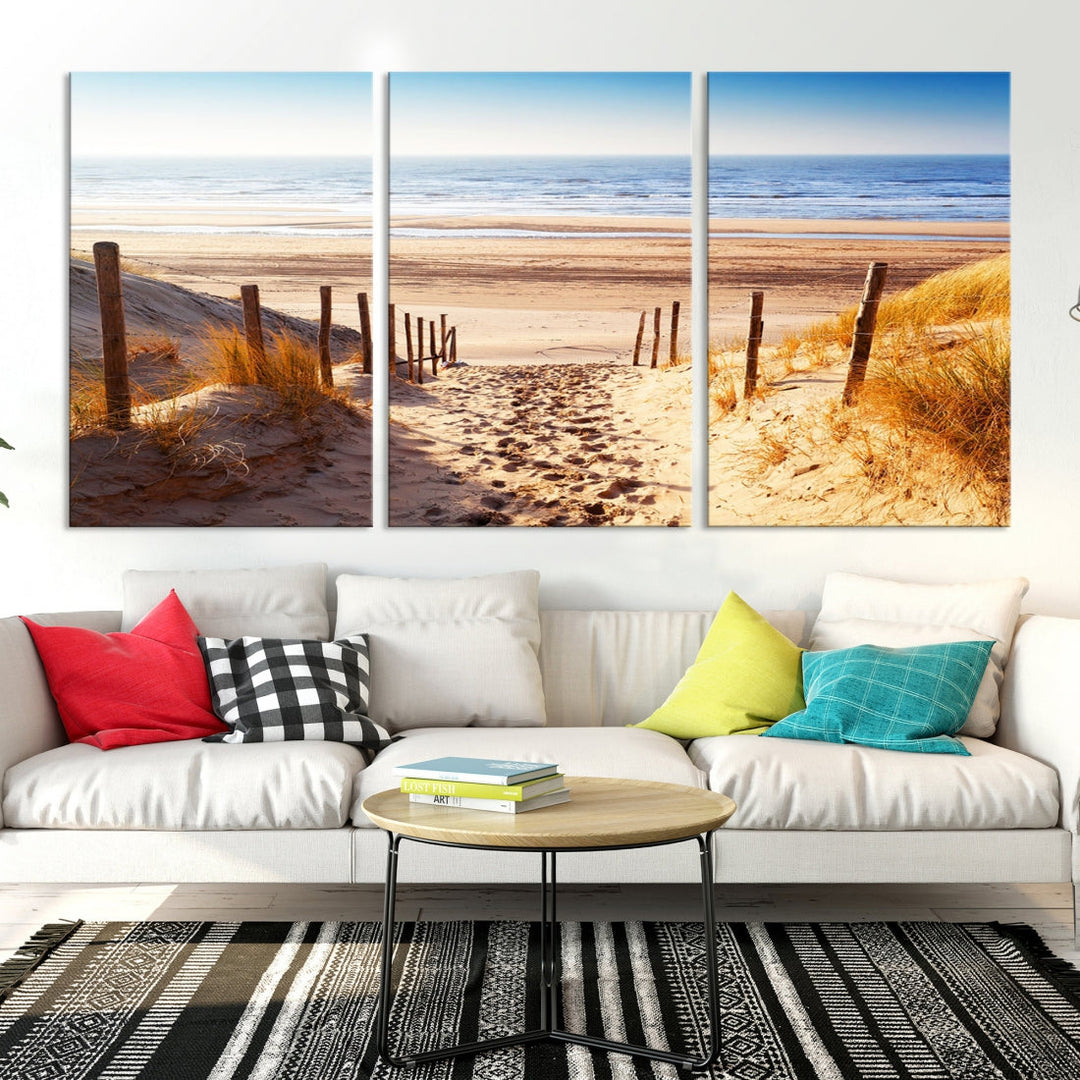 Sandy Beach Large Nature Ocean Landscape Canvas Art Print for Wall Decor