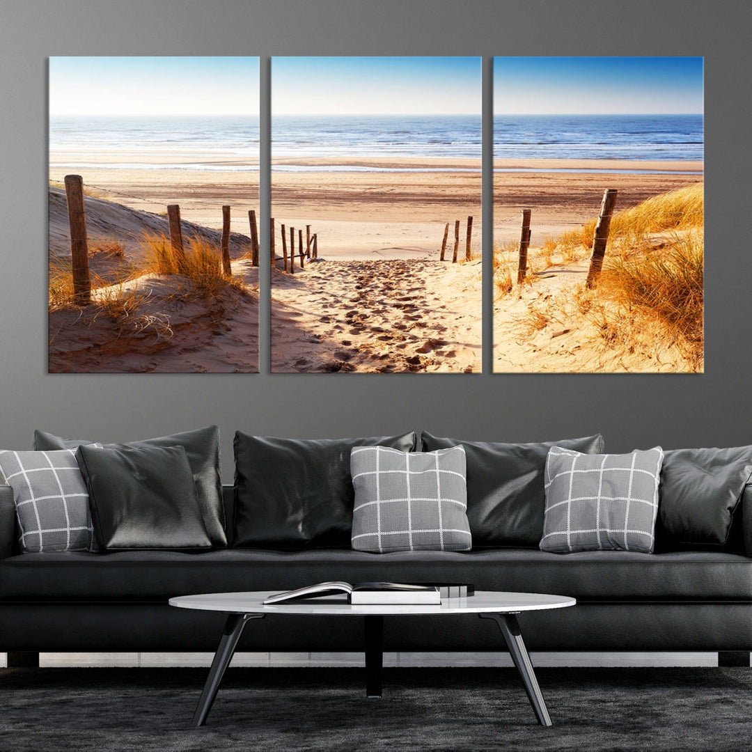 Sandy Beach Large Nature Ocean Landscape Canvas Art Print for Wall Decor