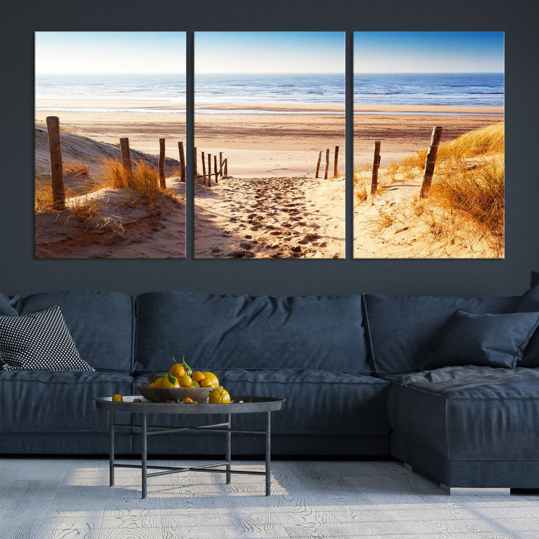 Sandy Beach Large Nature Ocean Landscape Canvas Art Print for Wall Decor