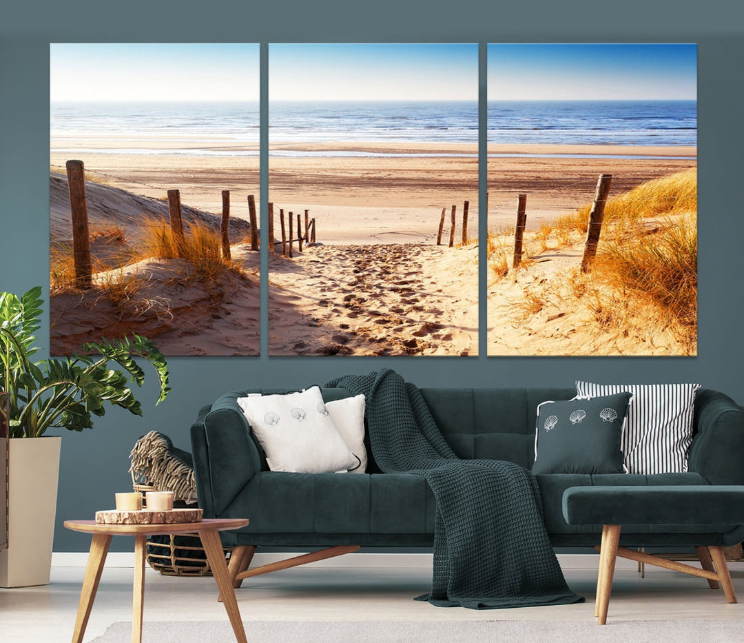 Sandy Beach Large Nature Ocean Landscape Canvas Art Print for Wall Decor