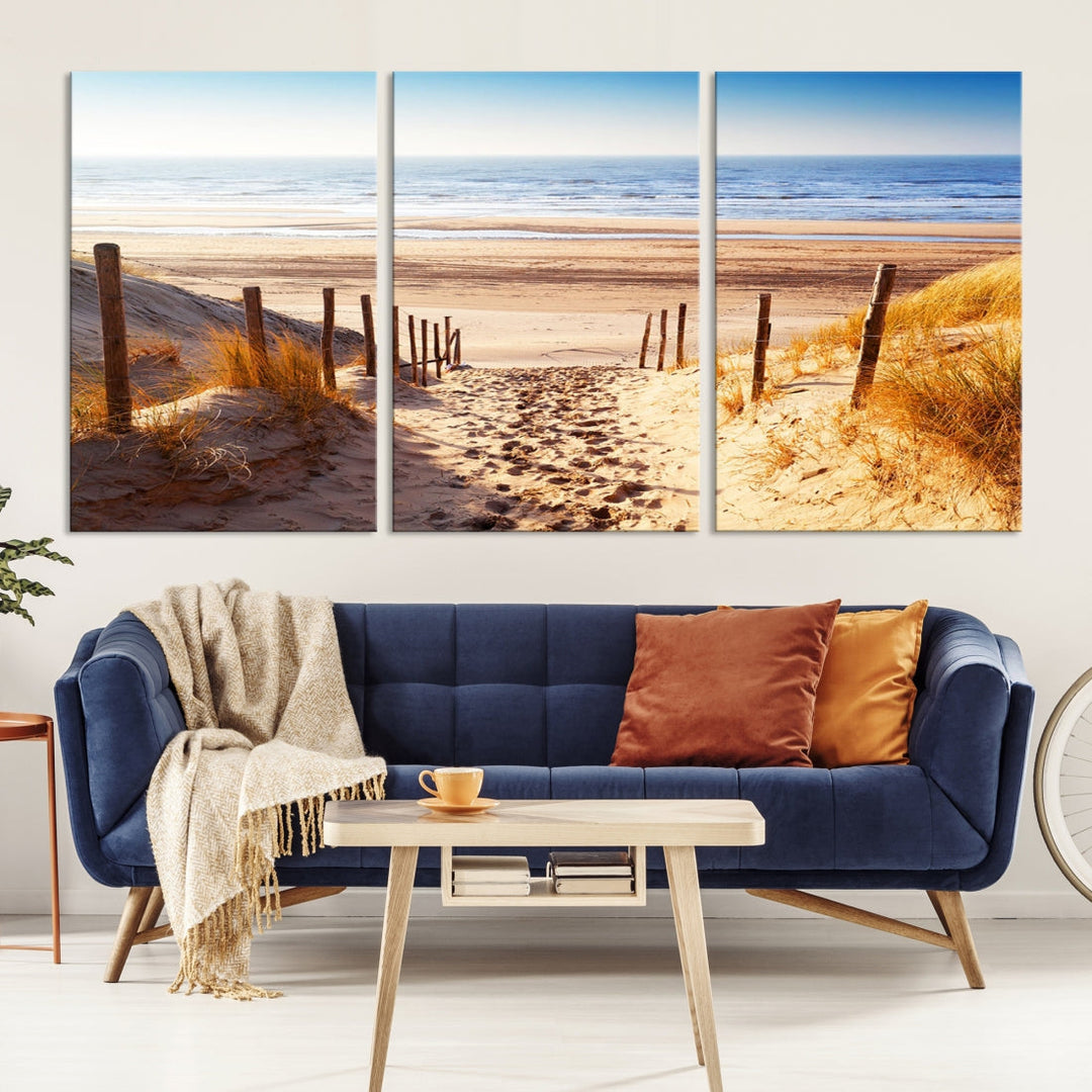 Sandy Beach Large Nature Ocean Landscape Canvas Art Print for Wall Decor