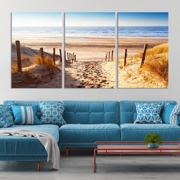 Sandy Beach Large Nature Ocean Landscape Canvas Art Print for Wall Decor