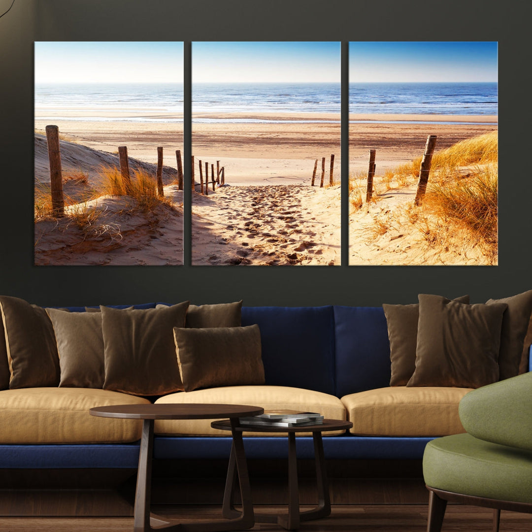 Sandy Beach Large Nature Ocean Landscape Canvas Art Print for Wall Decor