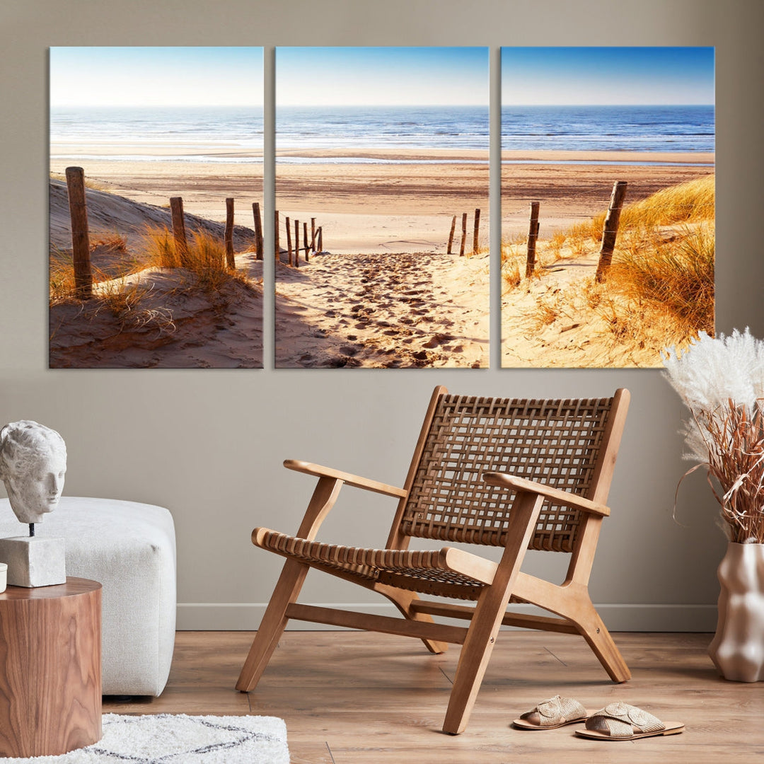 Sandy Beach Large Nature Ocean Landscape Canvas Art Print for Wall Decor