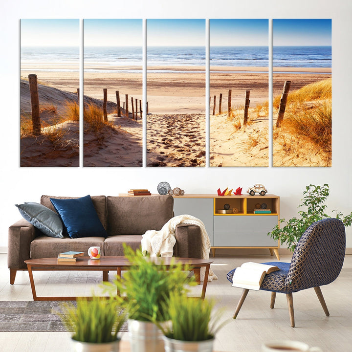 Sandy Beach Large Nature Ocean Landscape Canvas Art Print for Wall Decor