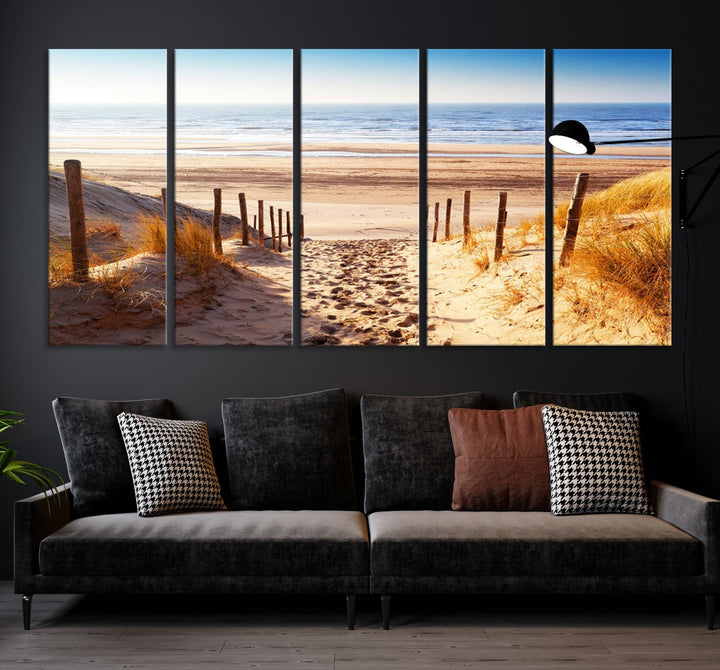 Sandy Beach Large Nature Ocean Landscape Canvas Art Print for Wall Decor