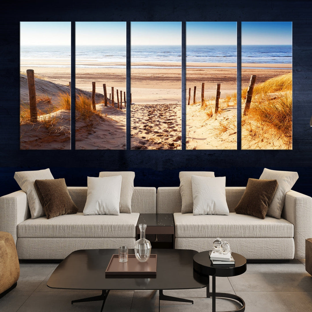 Sandy Beach Large Nature Ocean Landscape Canvas Art Print for Wall Decor