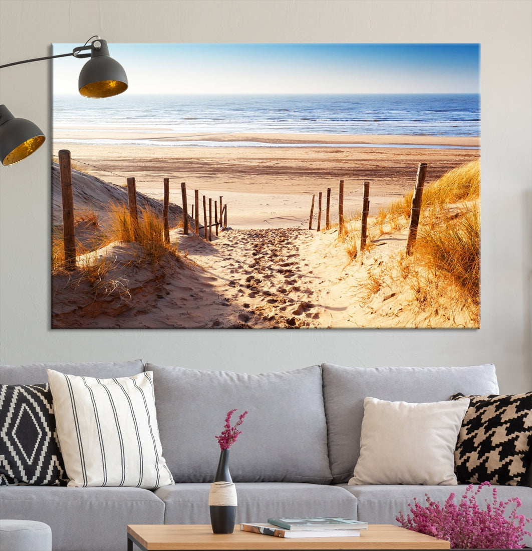 Sandy Beach Large Nature Ocean Landscape Canvas Art Print for Wall Decor