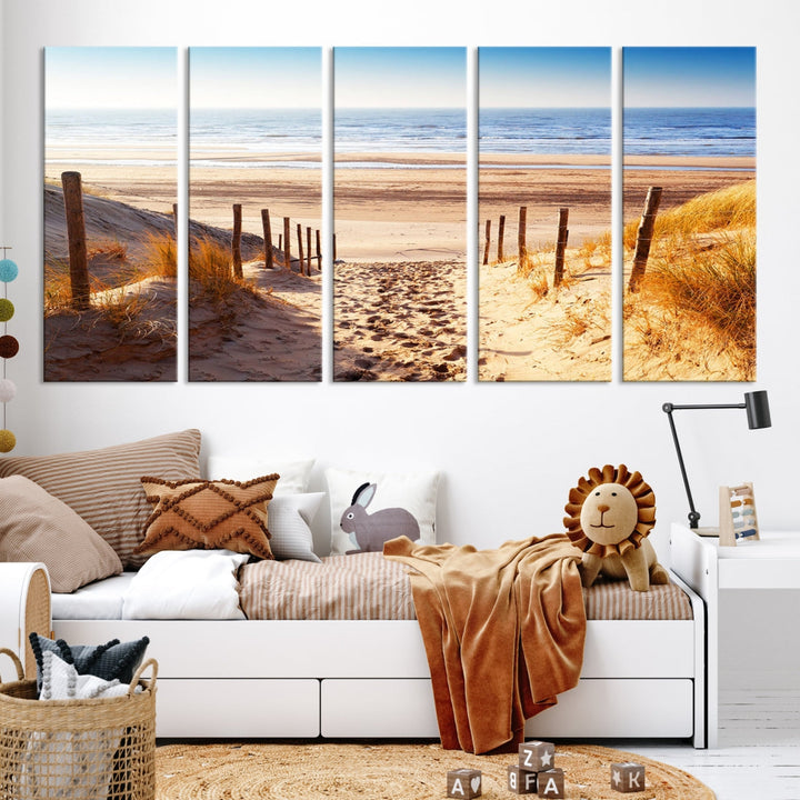 Sandy Beach Large Nature Ocean Landscape Canvas Art Print for Wall Decor