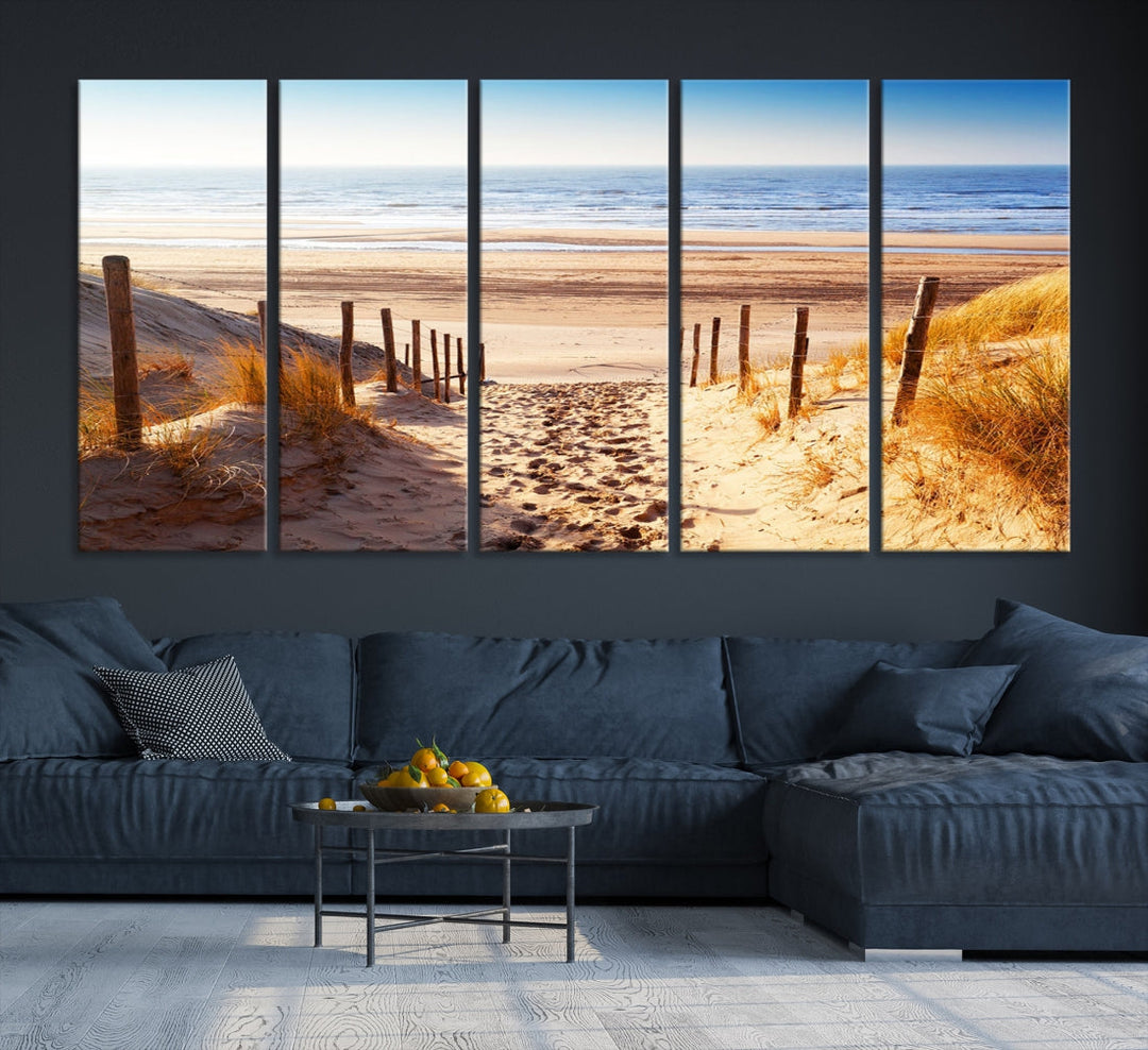 Sandy Beach Large Nature Ocean Landscape Canvas Art Print for Wall Decor