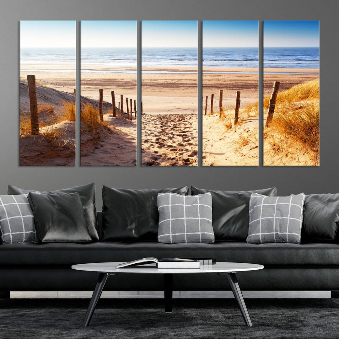 Sandy Beach Large Nature Ocean Landscape Canvas Art Print for Wall Decor