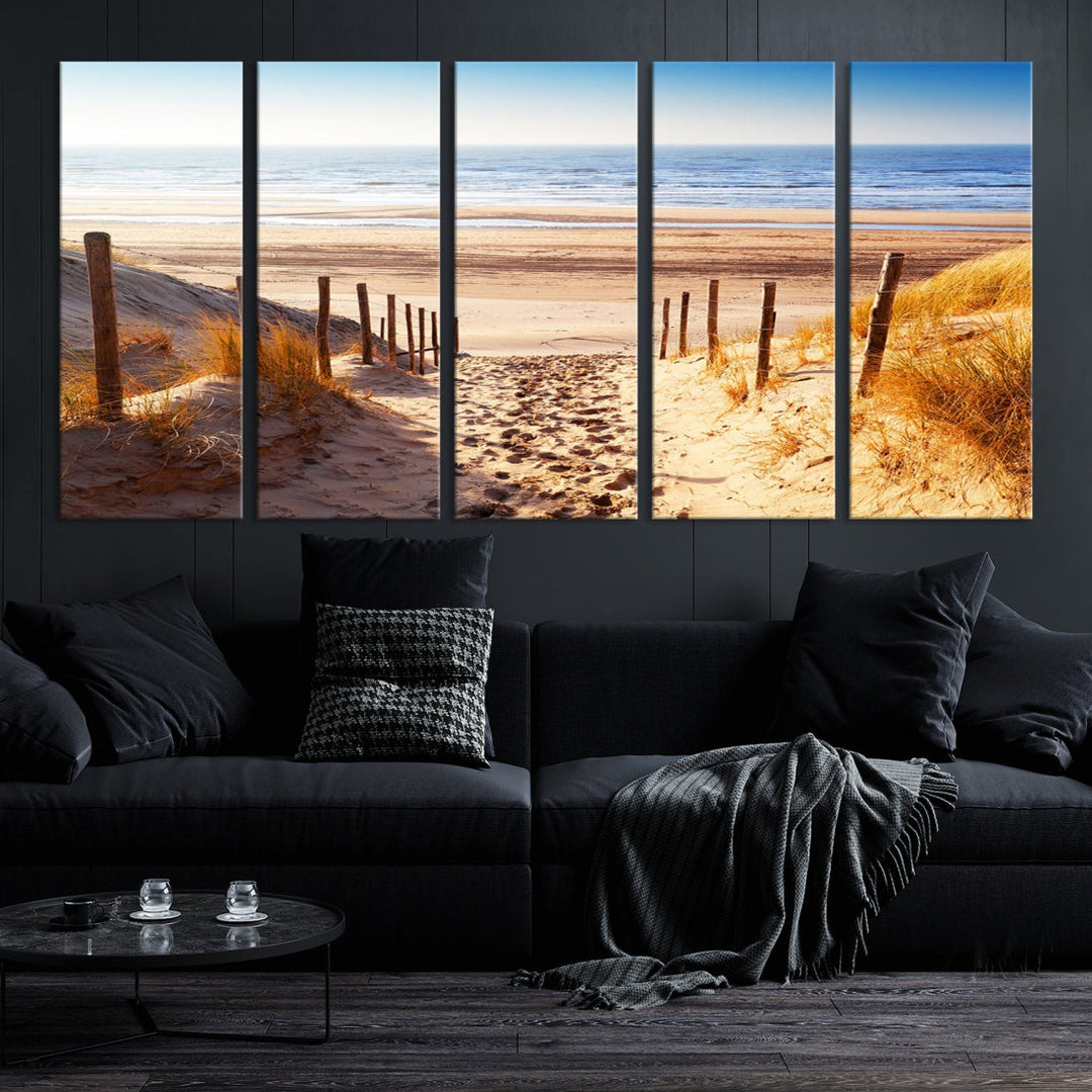 Sandy Beach Large Nature Ocean Landscape Canvas Art Print for Wall Decor