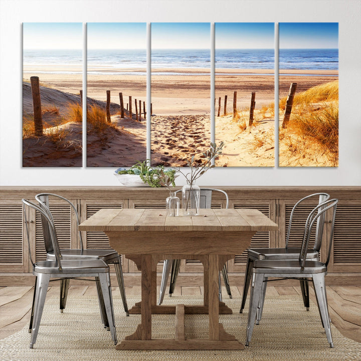 Sandy Beach Large Nature Ocean Landscape Canvas Art Print for Wall Decor