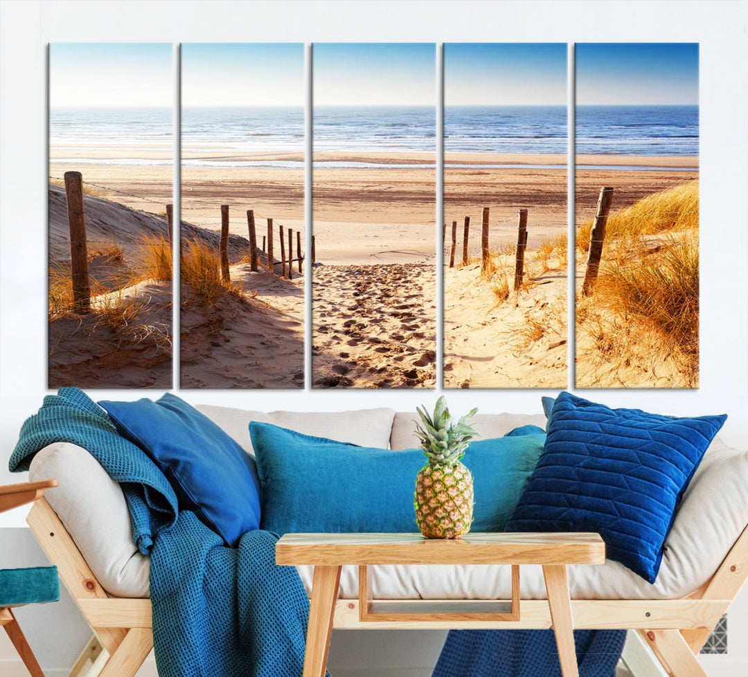 Sandy Beach Large Nature Ocean Landscape Canvas Art Print for Wall Decor