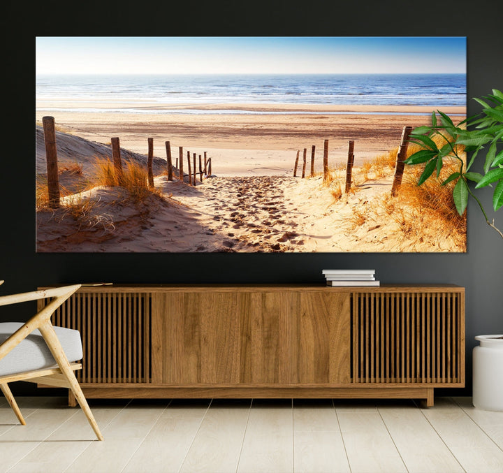 Sandy Beach Large Nature Ocean Landscape Canvas Art Print for Wall Decor