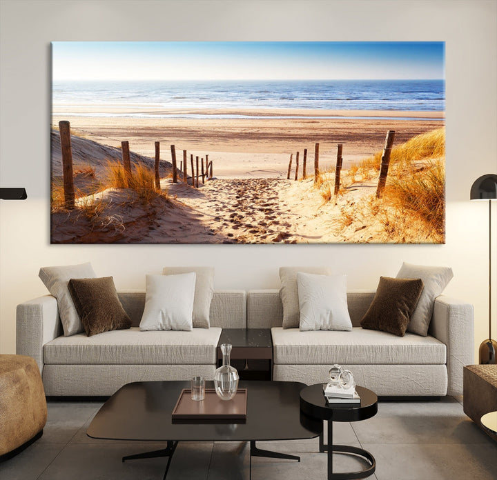 Sandy Beach Large Nature Ocean Landscape Canvas Art Print for Wall Decor