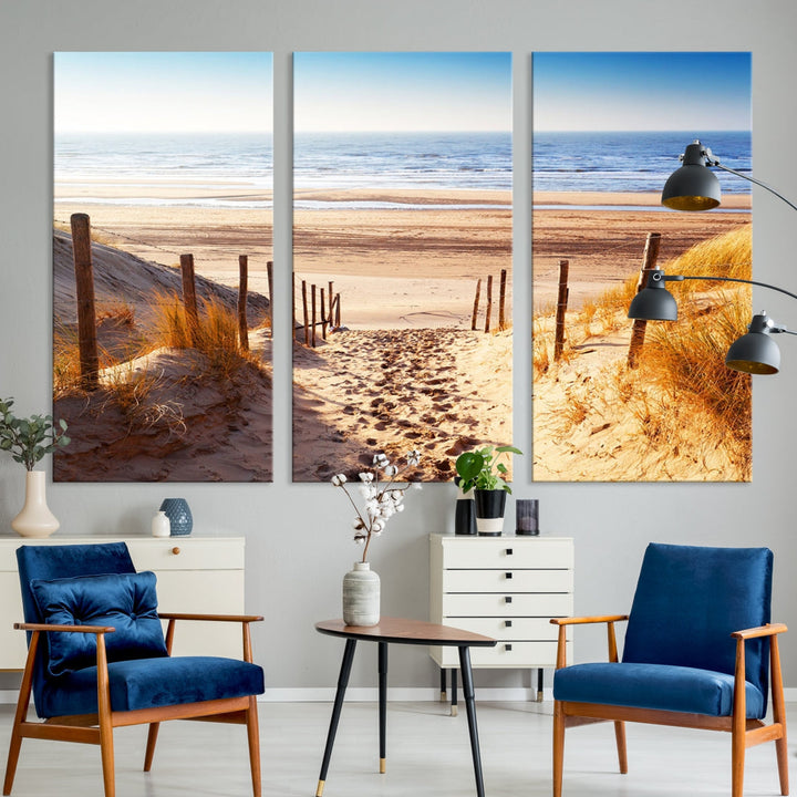 Sandy Beach Large Nature Ocean Landscape Canvas Art Print for Wall Decor