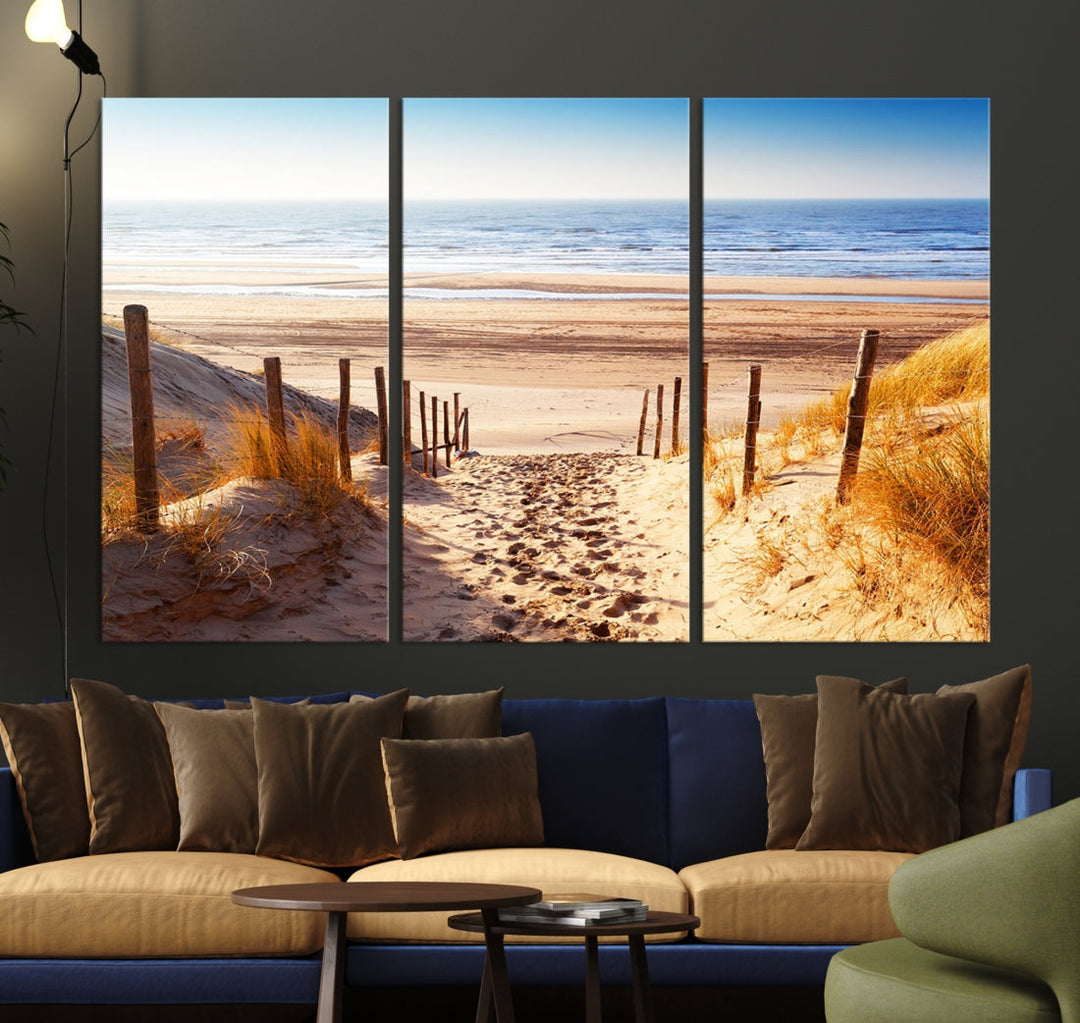 Sandy Beach Large Nature Ocean Landscape Canvas Art Print for Wall Decor