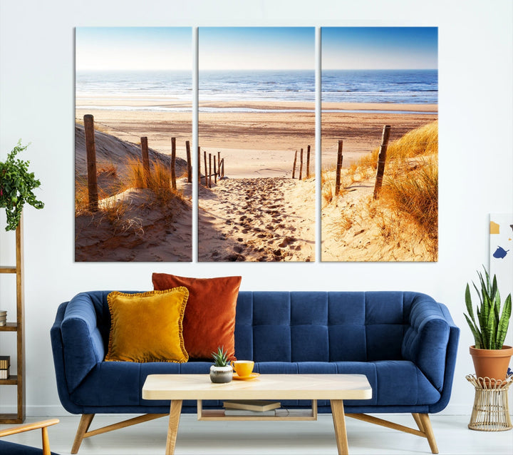 Sandy Beach Large Nature Ocean Landscape Canvas Art Print for Wall Decor