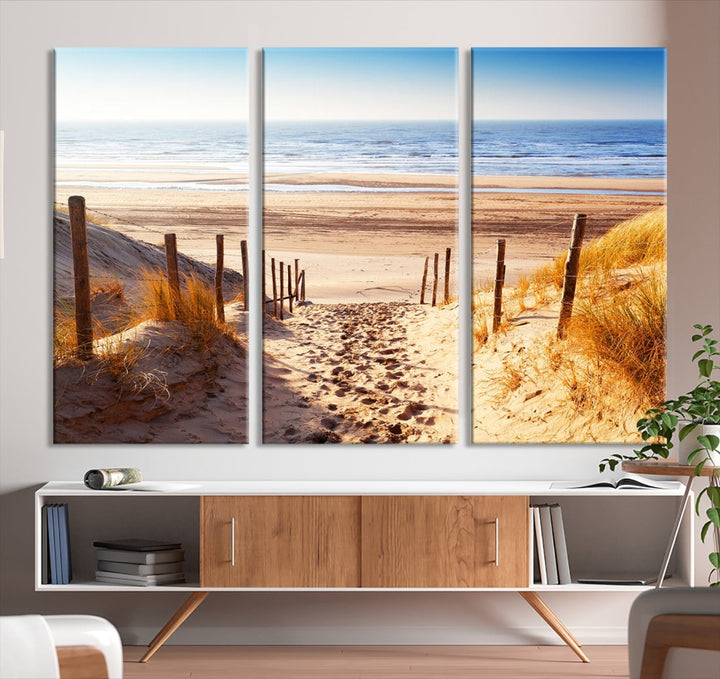 Sandy Beach Large Nature Ocean Landscape Canvas Art Print for Wall Decor