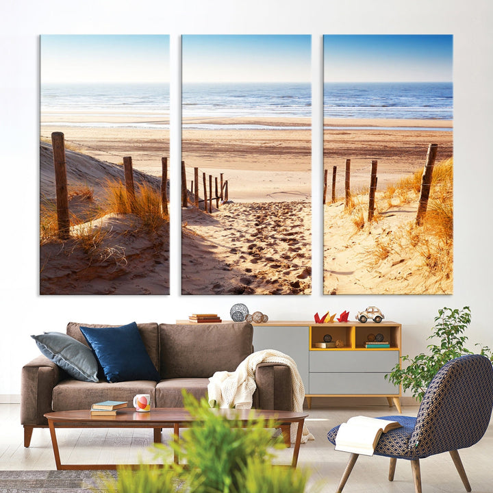 Sandy Beach Large Nature Ocean Landscape Canvas Art Print for Wall Decor