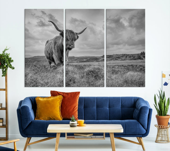 Scottish Cow Canvas Wall Art Home Decor Highland Cattle Canvas Print Animal Art Farmhouse Decor