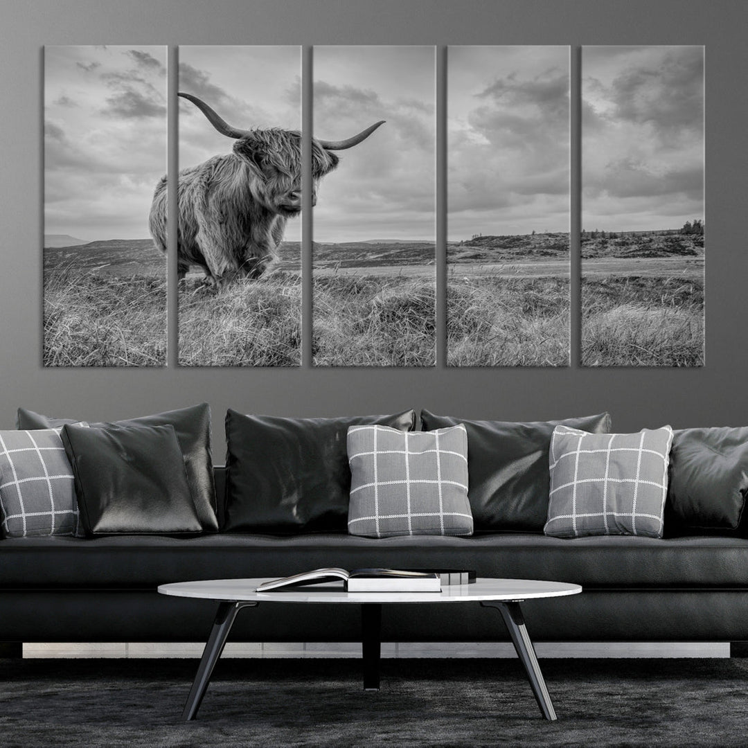 Scottish Cow Canvas Wall Art Home Decor Highland Cattle Canvas Print Animal Art Farmhouse Decor