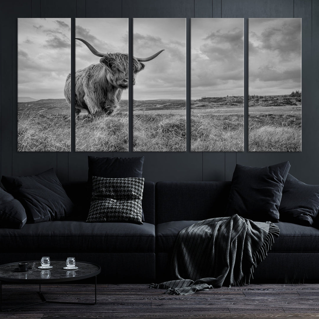 Scottish Cow Canvas Wall Art Home Decor Highland Cattle Canvas Print Animal Art Farmhouse Decor