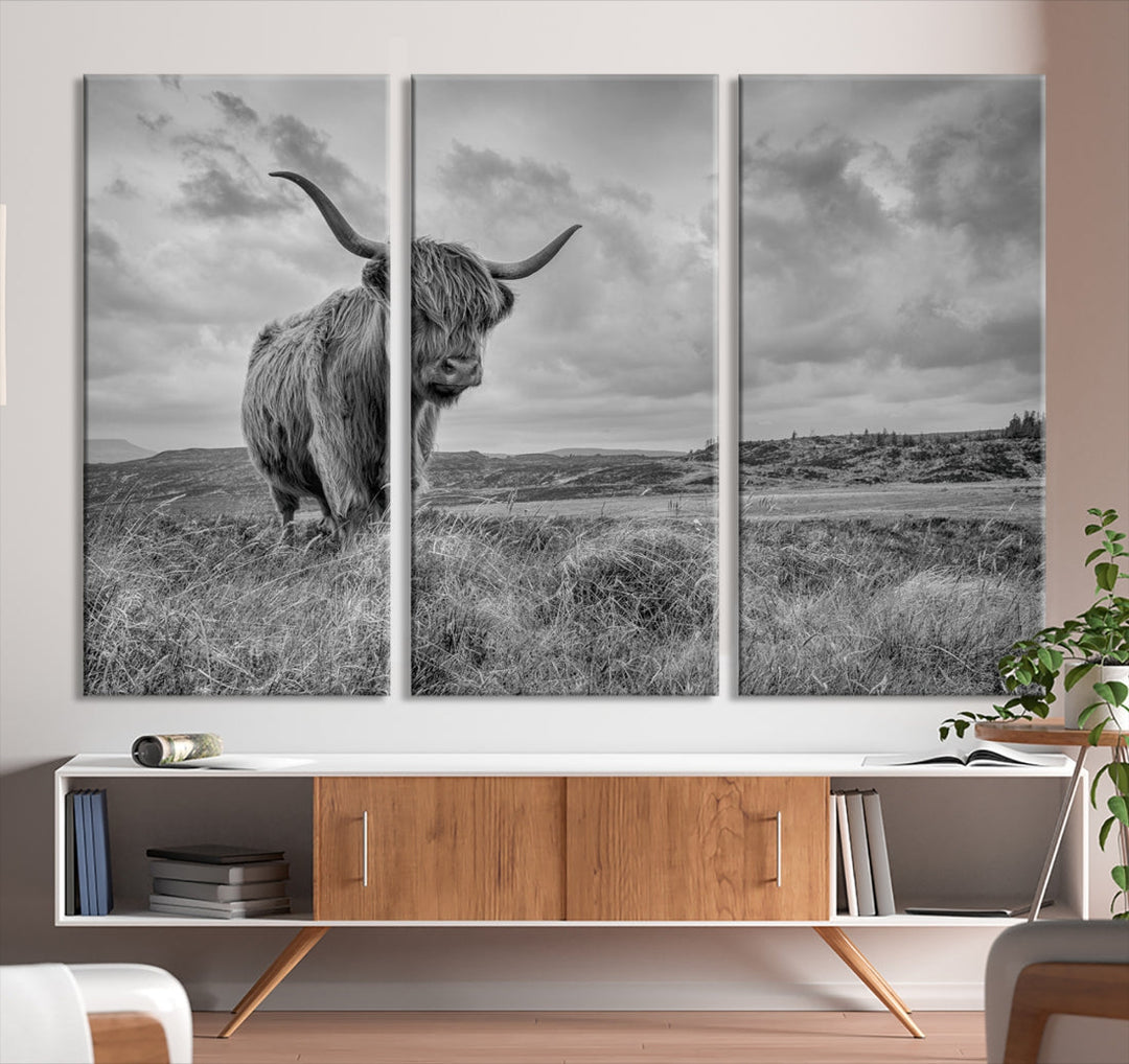 Scottish Cow Canvas Wall Art Home Decor Highland Cattle Canvas Print Animal Art Farmhouse Decor