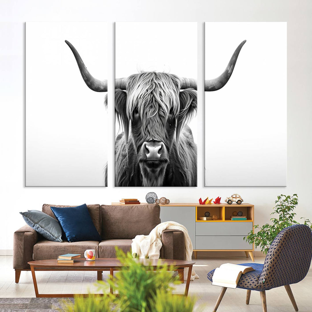 Scottish Cow Longhorn Wall Art Canvas Print