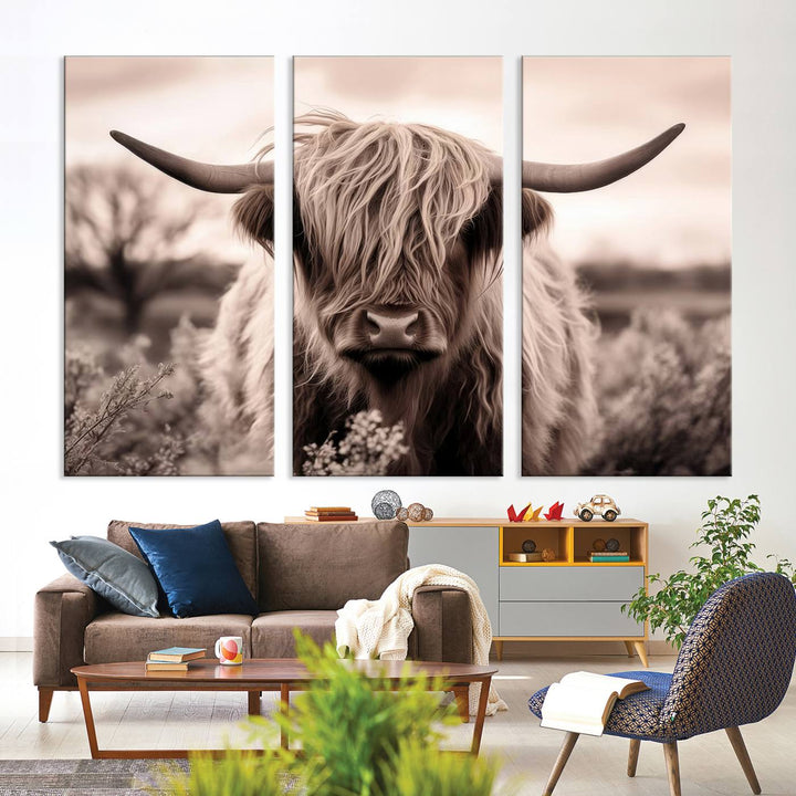 Scottish Cow Longhorn Wall Art Canvas Print