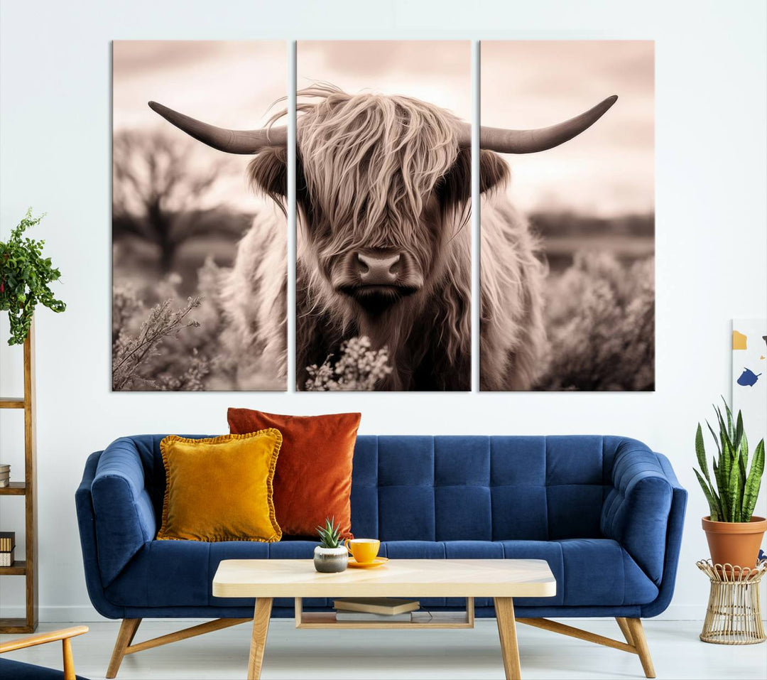 Scottish Cow Longhorn Wall Art Canvas Print