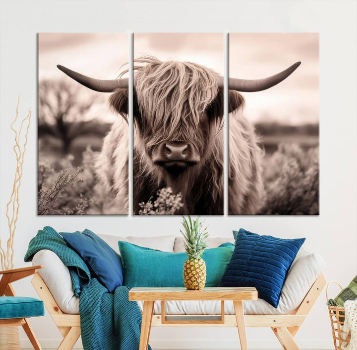 Scottish Cow Longhorn Wall Art Canvas Print