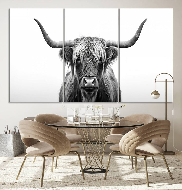 Scottish Cow Longhorn Wall Art Canvas Print