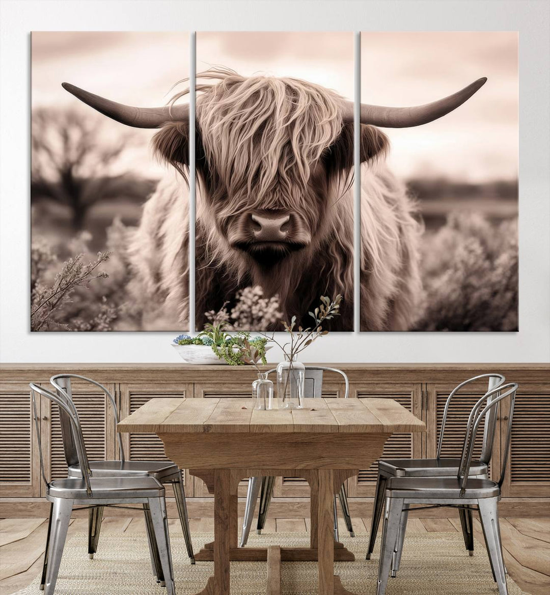 Scottish Cow Longhorn Wall Art Canvas Print