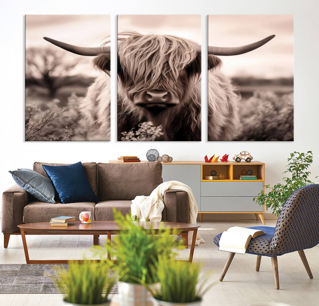 Scottish Cow Longhorn Wall Art Canvas Print