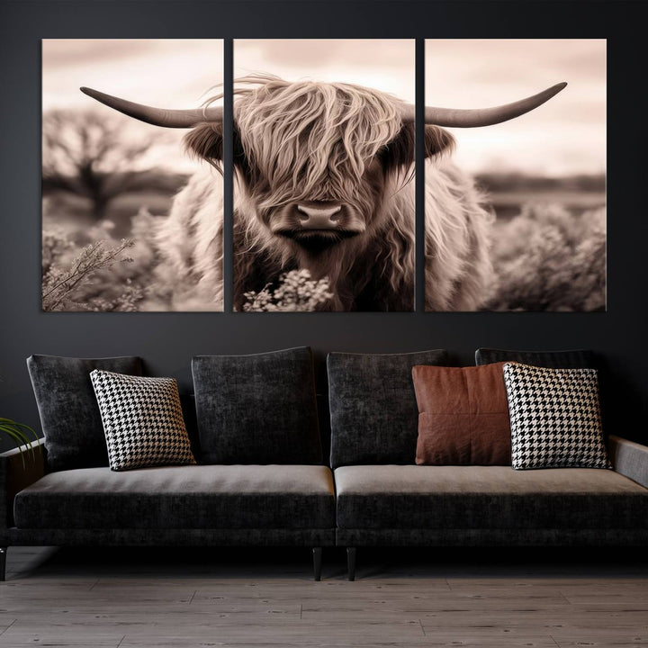 Scottish Cow Longhorn Wall Art Canvas Print