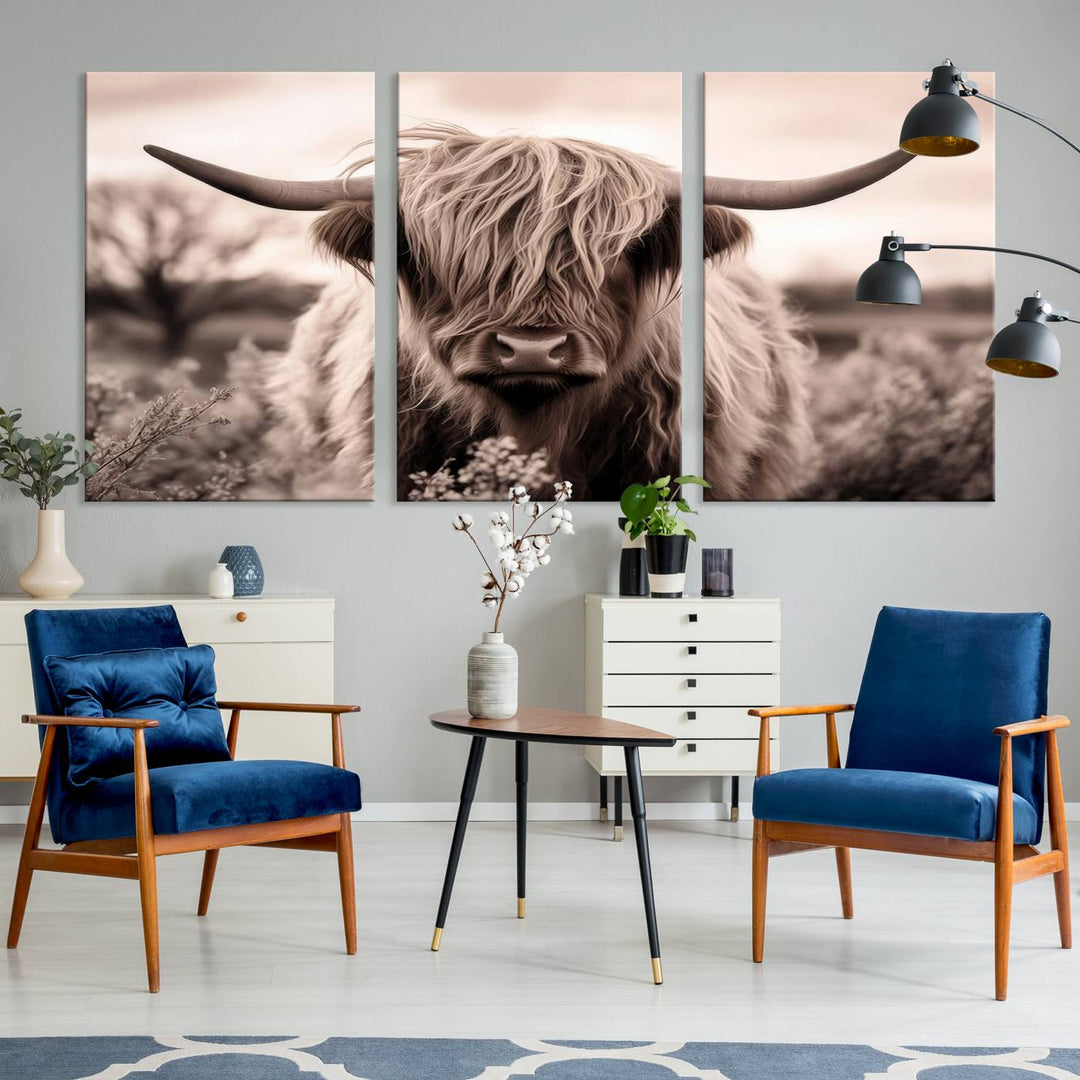 Scottish Cow Longhorn Wall Art Canvas Print