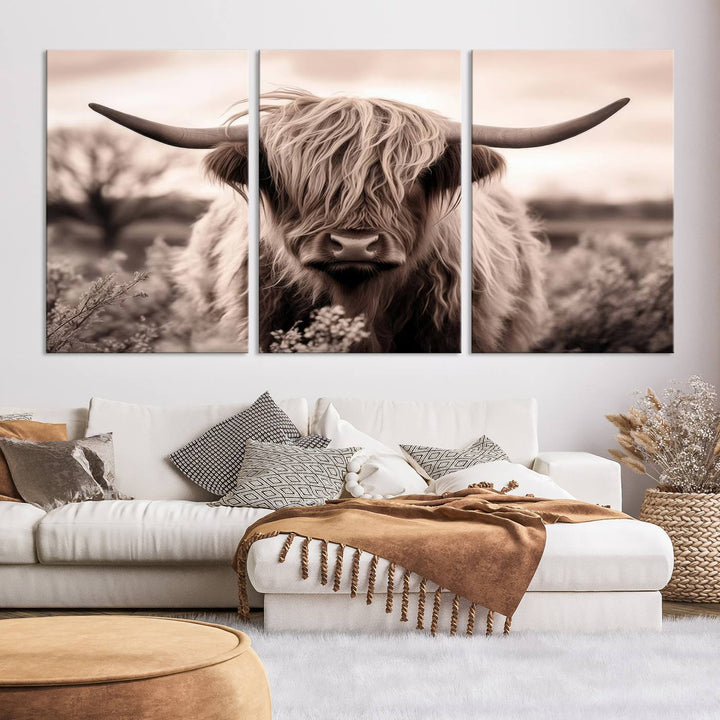 Scottish Cow Longhorn Wall Art Canvas Print