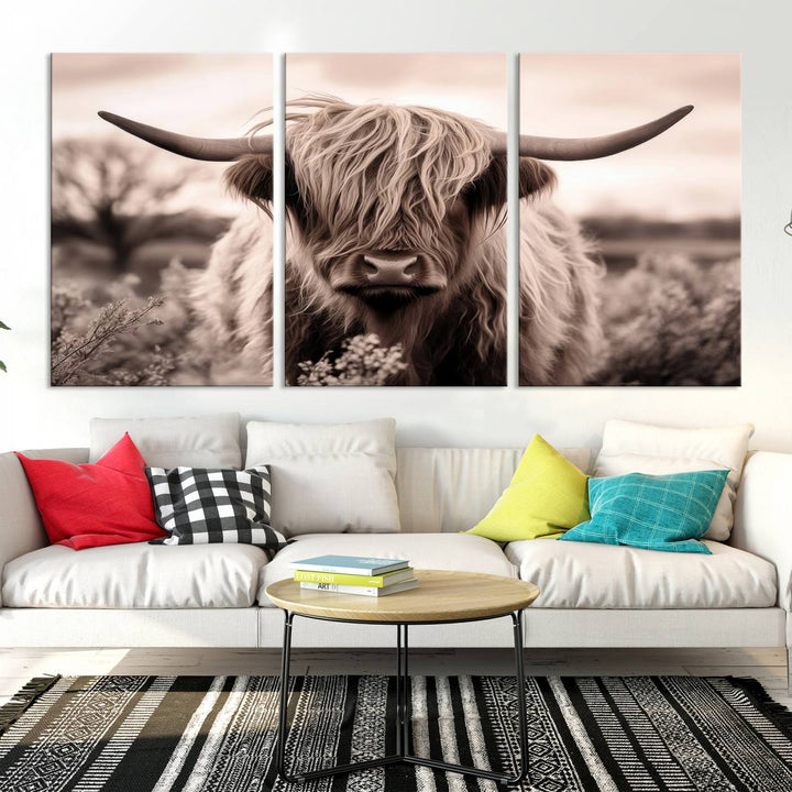 Scottish Cow Longhorn Wall Art Canvas Print