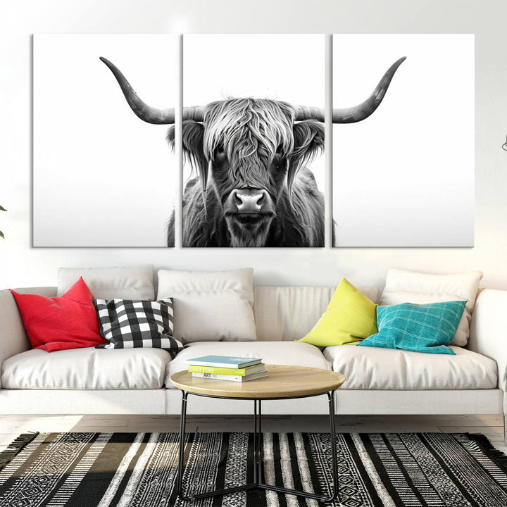 Scottish Cow Longhorn Wall Art Canvas Print