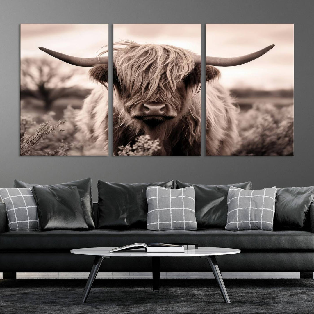 Scottish Cow Longhorn Wall Art Canvas Print