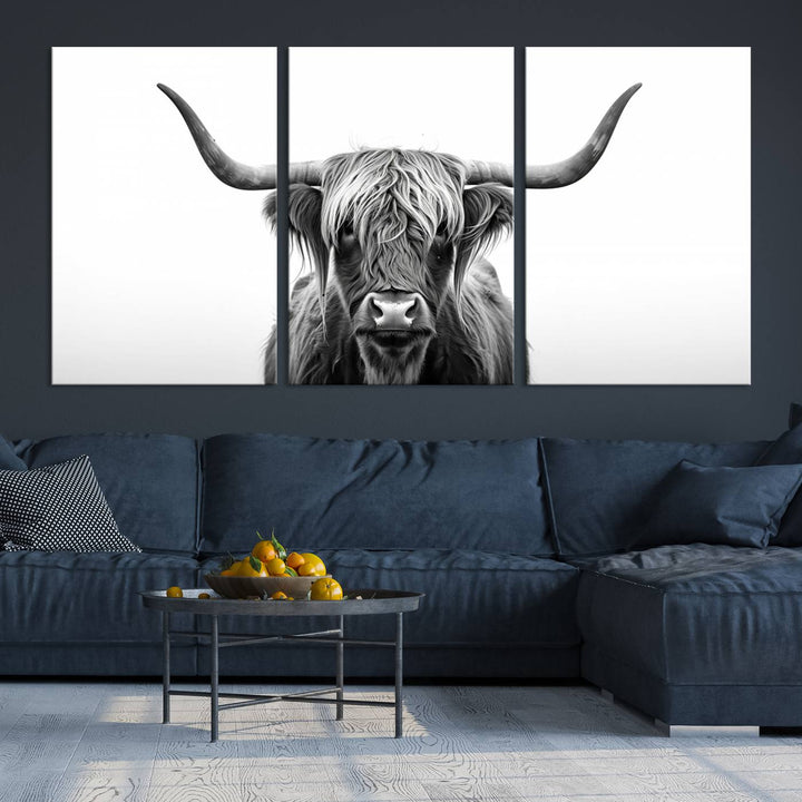 Scottish Cow Longhorn Wall Art Canvas Print