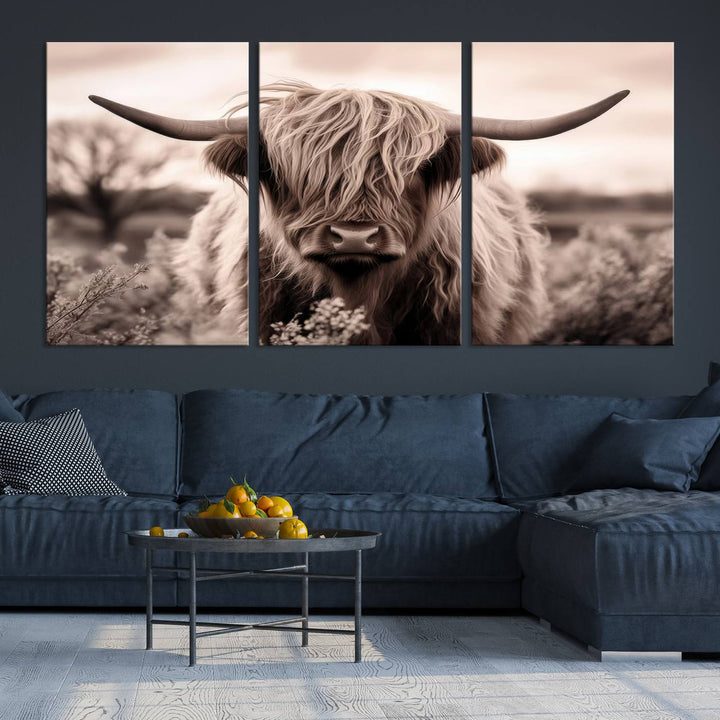 Scottish Cow Longhorn Wall Art Canvas Print