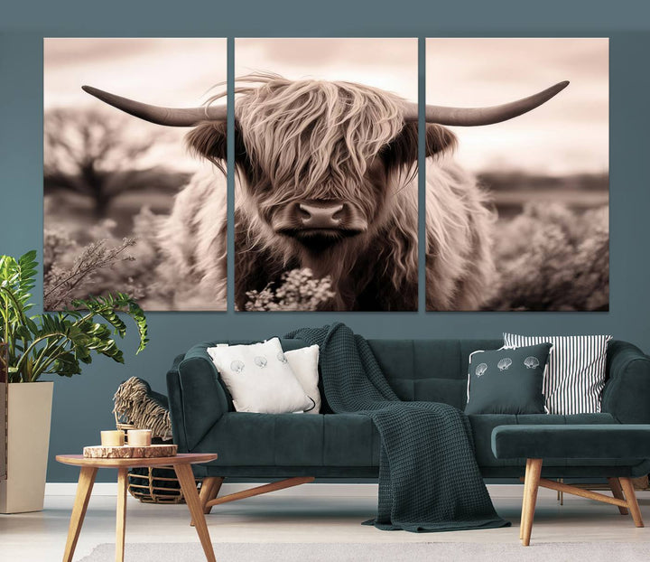 Scottish Cow Longhorn Wall Art Canvas Print